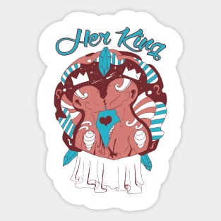 Coral Moonlit Lovers Kiss - Her King Sticker